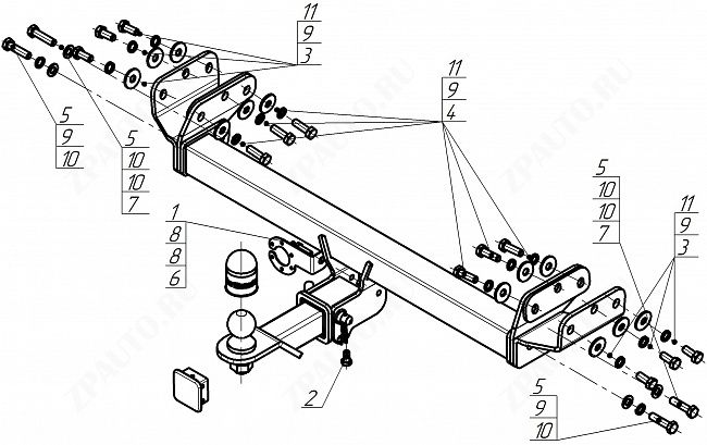 Фаркоп Omoda C5 2024-, тип шара E, MOTODOR, арт. 99032-E