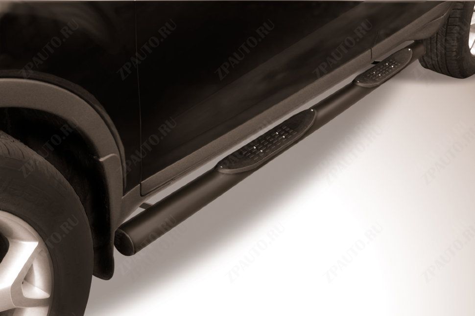 Защита порогов d76 с проступями черная Ford Kuga (2008-2013) , Slitkoff, арт. FKG007B