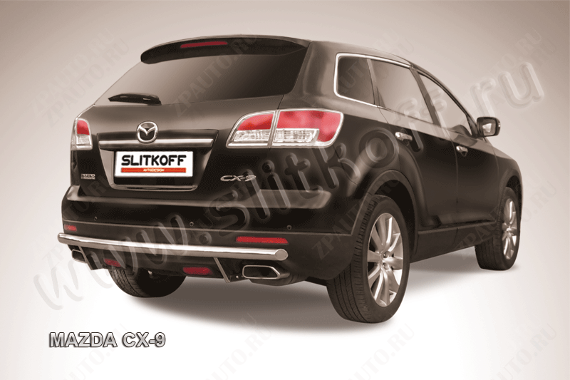 Защита заднего бампера d57 Mazda CX-9 (2006-2012) Black Edition, Slitkoff, арт. MZCX9009BE