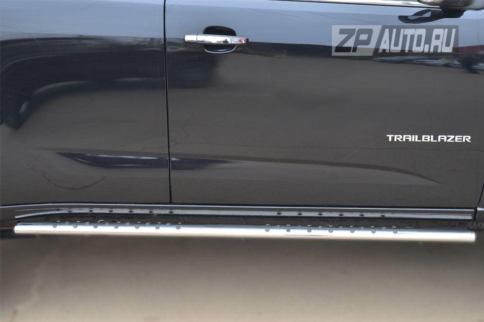 Пороги труба d75х42 овал с проступью для Chevrolet TrailBlazer 2013, Руссталь CTRO-001511