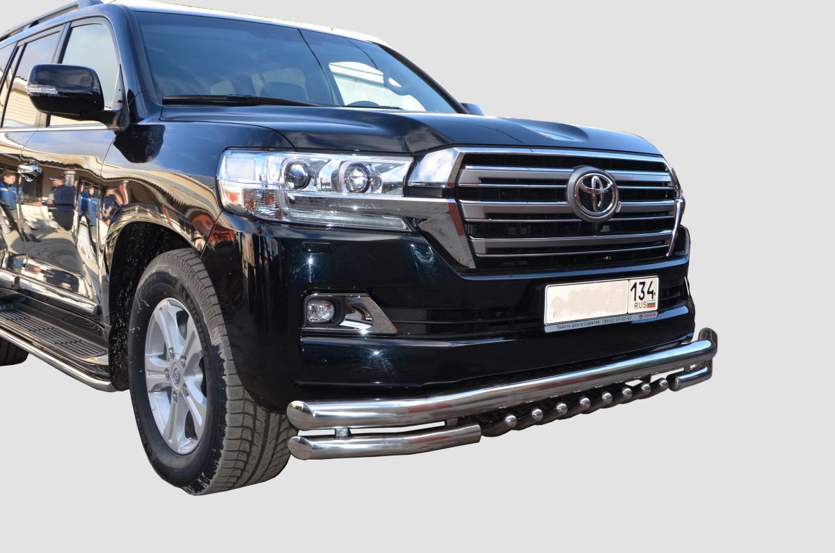 Защита переднего бампера тройная с защитой «акула» для автомобиля TOYOTA Land Cruiser 200    2015. TLC200.15.06, Россия