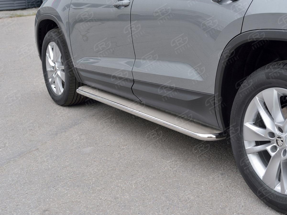 Пороги труба d42 с листом вариант 3 на Skoda Kodiaq, Slitkoff SKKL-0027733