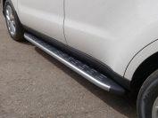 Пороги алюминиевые с пластиковой накладкой (карбон серебро) 1720 мм для автомобиля Kia Soul 2017-, TCC Тюнинг KIASOUL17-28SL