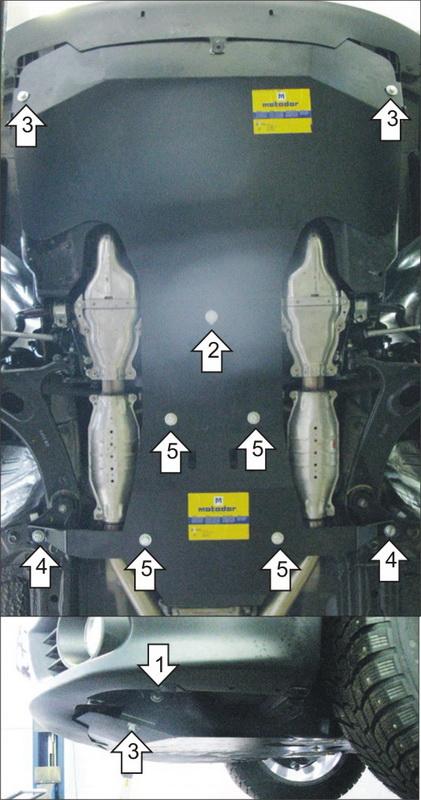 Защита стальная Мотодор (Двигатель, Коробка переключения передач), 3 мм, Сталь для Subaru Tribeca 2005-2007 арт. 12209