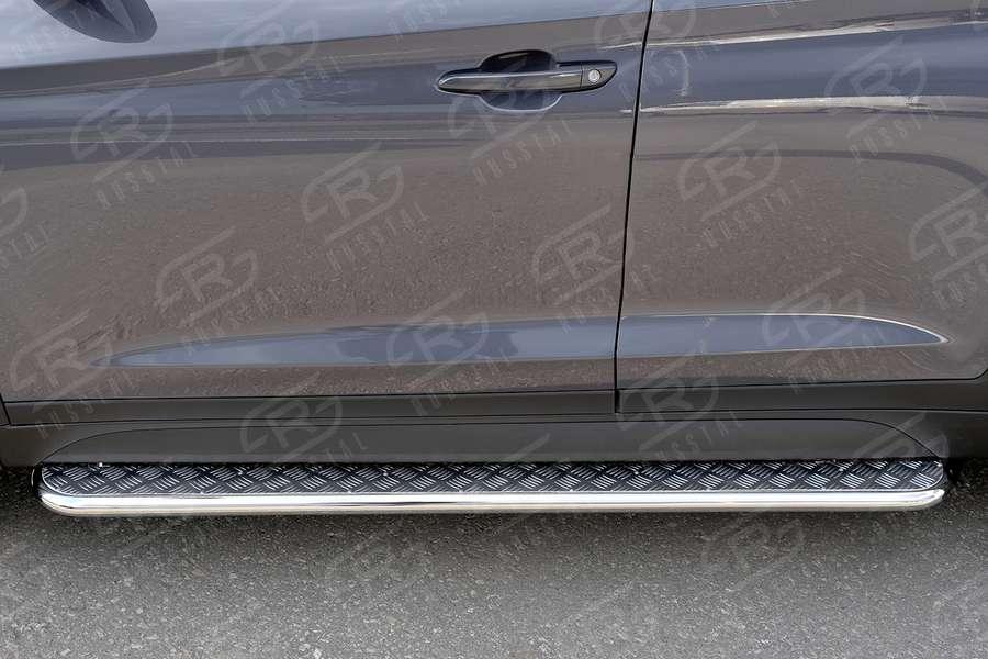 Пороги труба d42 с листом вариант 2 Hyundai Tucson 2015, Slitkoff HTL-0022372