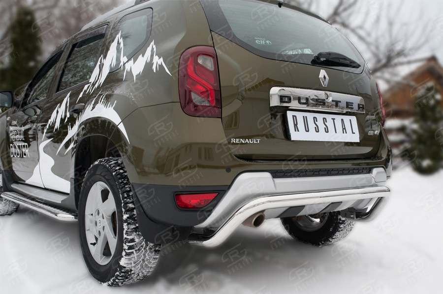 Защита заднего бампера d57 волна на Renault Duster 2015, Slitkoff RDZ-002188