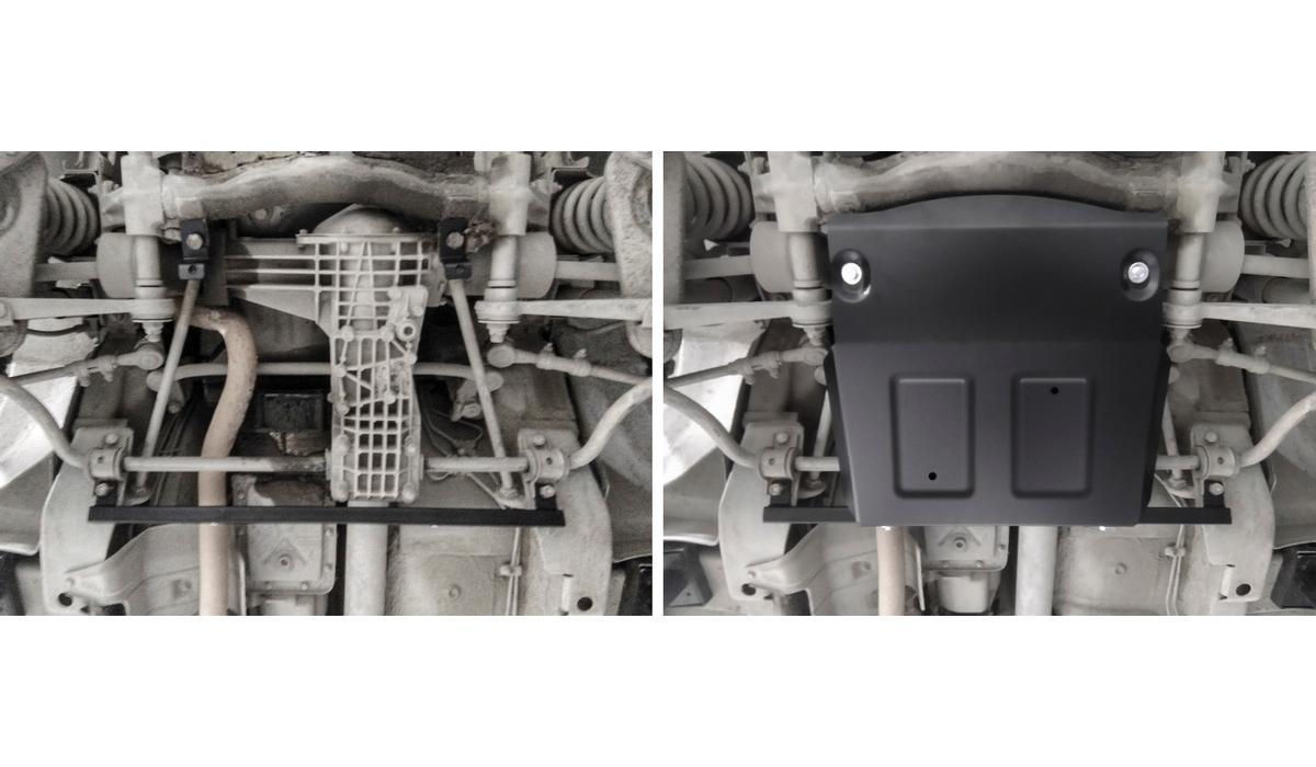 Защита КПП и переднего редуктора АвтоБроня для Lada Niva Travel (V - 1.7) 2021-н.в., штампованная, сталь 1.8 мм, с крепежом, 111.01022.1