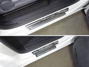 Накладки на пороги (лист зеркальный надпись Volkswagen) для автомобиля Volkswagen Amarok 2016-