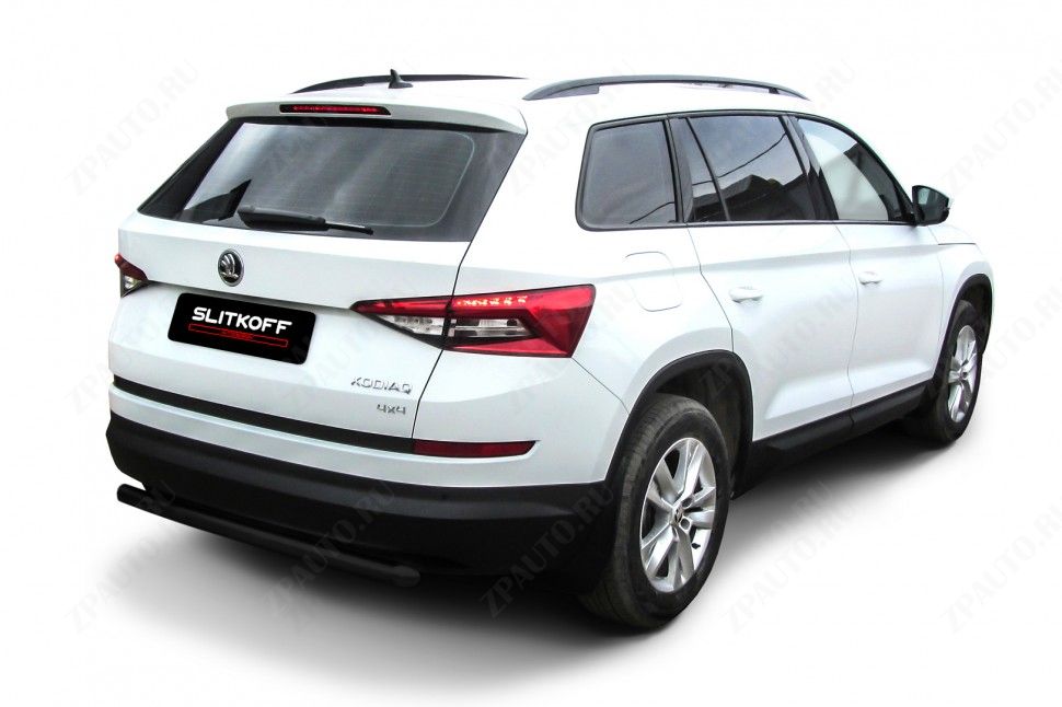 Защита заднего бампера D57 черная Skoda Kodiaq (2016-2021) , Slitkoff, арт. SKKOD-007B