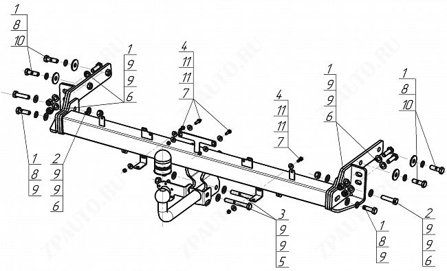 Фаркоп KIA Sportage 2018-2022, тип шара A , Motodor, арт.90918-A