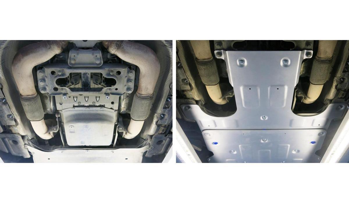 Защита КПП Rival для Porsche Panamera II 2016-н.в., штампованная, алюминий 4 мм, с крепежом, 333.4611.1