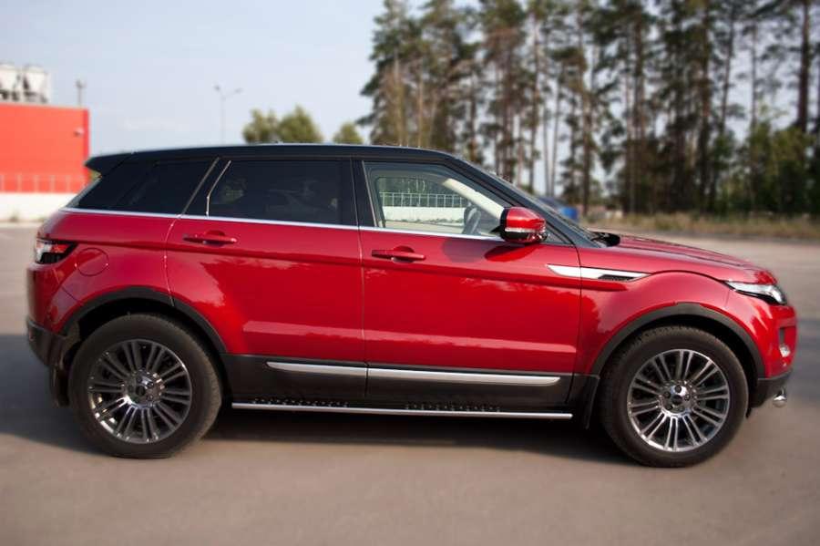 Пороги труба d75x42 овал с проступью для Land Rover Evoque Prestige Pure, Slitkoff REPO-000806