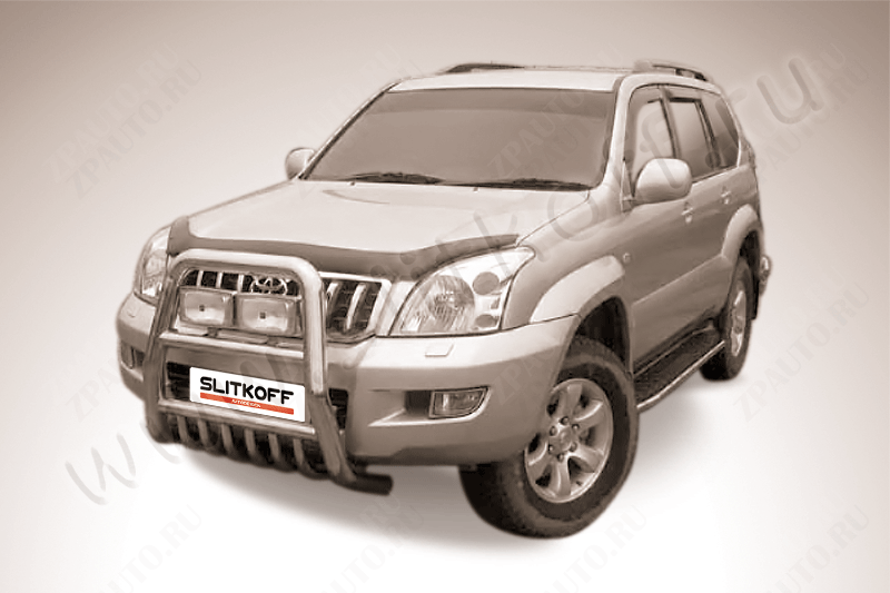 Кенгурятник d76 высокий с защитой картера Toyota Land Cruiser Prado J120 (2002-2009) , Slitkoff, арт. TLCP001