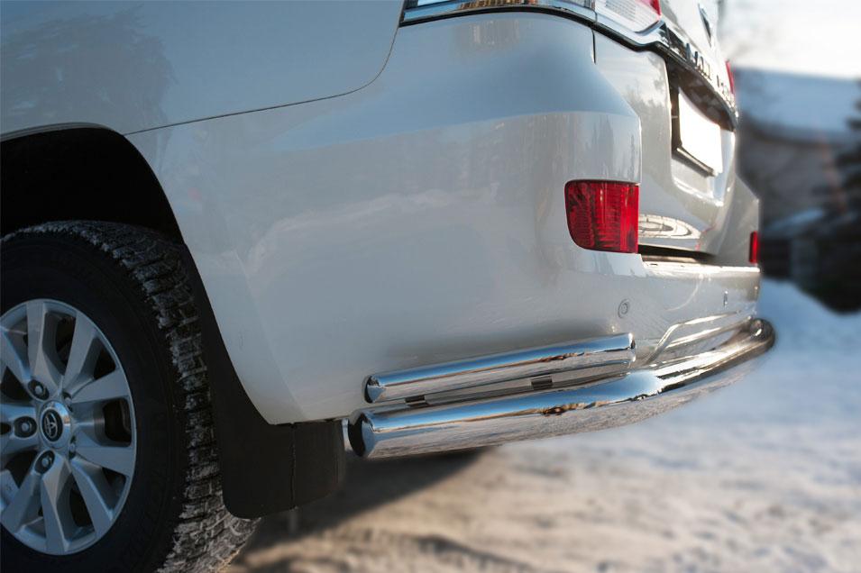 Защита заднего бампера d76/42 уголки для Toyota Land Cruiser 200 2015, Руссталь TLCZ-002169