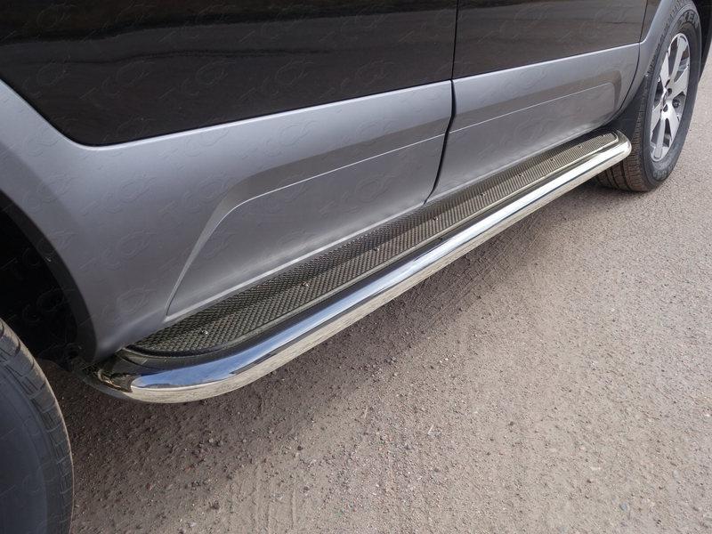 Пороги с площадкой (нерж. лист) 60,3 мм для автомобиля Kia Mohave 2017-, TCC Тюнинг KIAMOH17-21