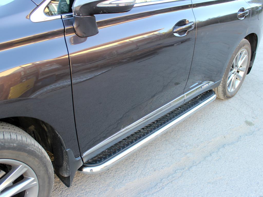 Пороги с листом d-60 для автомобиля Lexus RX-270 / RX-300 / RX-350 2012-2014г.в., Технотек, арт. RX12_2.2