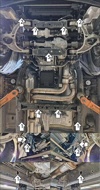 Защита алюминиевая Мотодор (Двигатель, Передний дифференциал, Коробка переключения передач, Радиатор, Раздаточная коробка), 5 мм,  Dodge Ram 1500  2024- арт. 32913