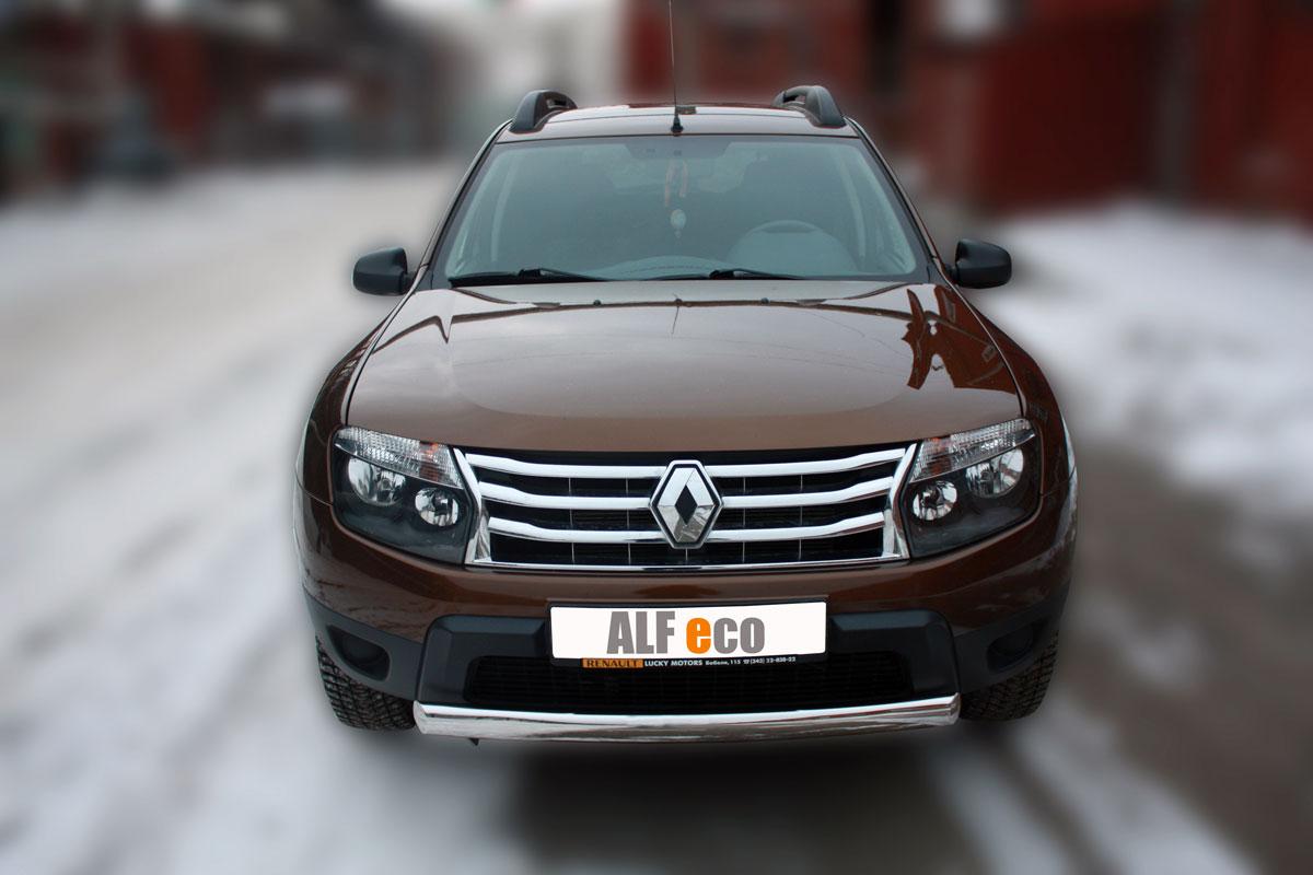 Защита передняя (ОВАЛ) D 75х42 для Renault Duster(Рено Дастер), ALFeco арт. DUS-12.07