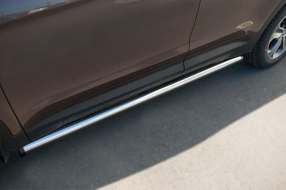 Пороги труба d57 вариант 2 для Hyundai Santa Fe Grand 2013, Slitkoff HSFT-0020082