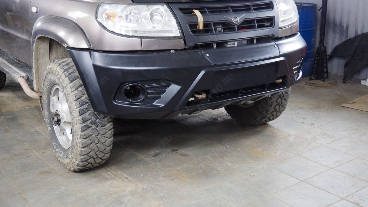 ABC.UAZ.FB.03D БАМПЕР АВС-ДИЗАЙН ПЕРЕДНИЙ UAZ ПАТРИОТ/ПИКАП/КАРГО 2005- (КОМПОЗИТ 8 ММ, ПОД ШТАТНУЮ ОПТИКУ)