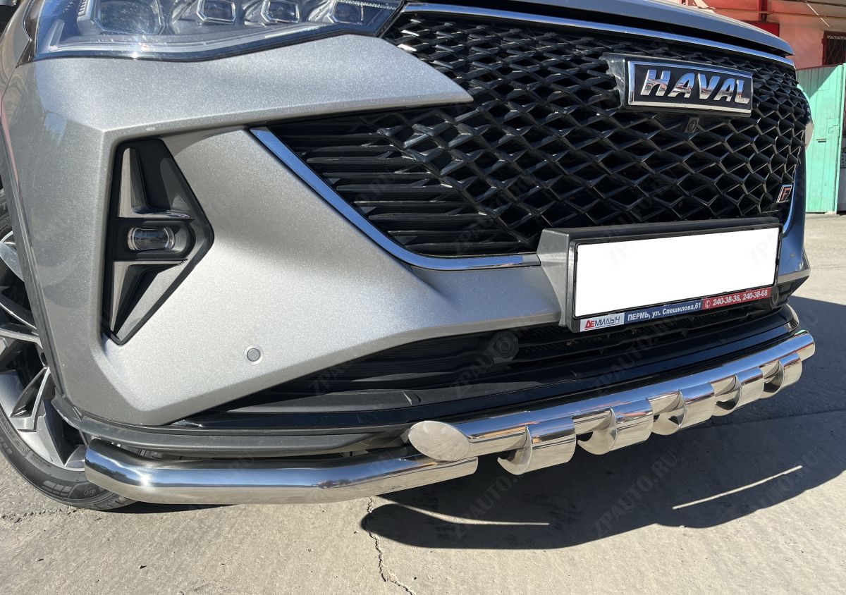 Защита переднего бампера (G) с подгибами для автомобиля HAVAL F7 2022 Рестрайлинг арт. GWF7.22.05-1