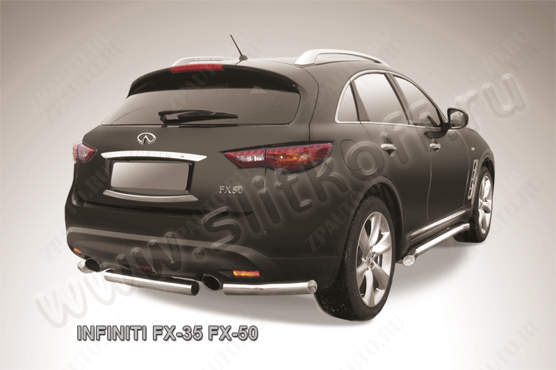 Защита заднего бампера d57 Infiniti FX-35 FX-50 (2008-2012) Black Edition, Slitkoff, арт. IN.FX009BE