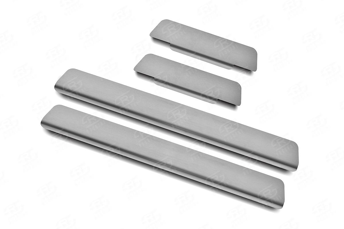 Накладки на пороги RUSSTAL (нерж., шлиф) KIRIO17-02 для автомобиля Kia Rio 2017-, Slitkoff