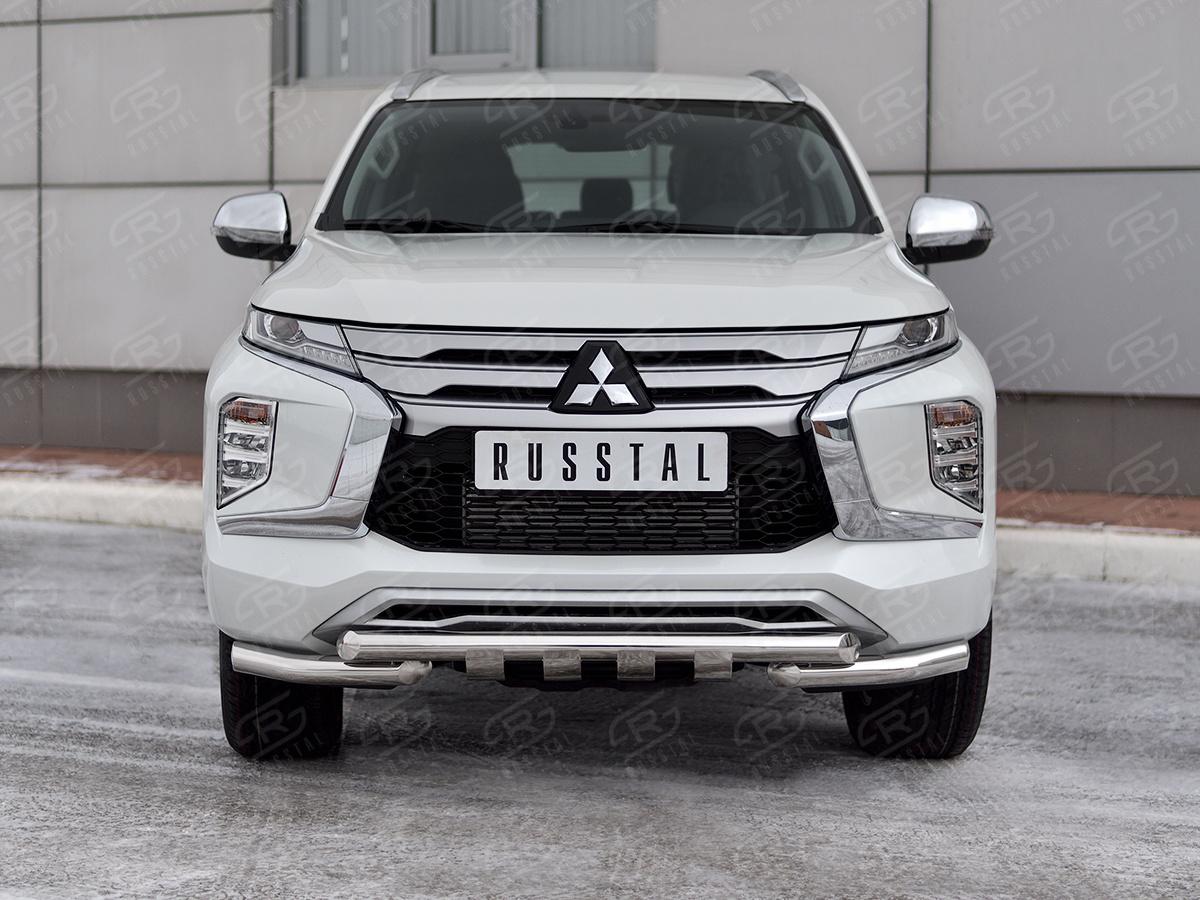 MITSUBISHI PAJERO SPORT 2021- Защита переднего бампера d57 секции-d57 уголки+клыки MPJSZ-003653
