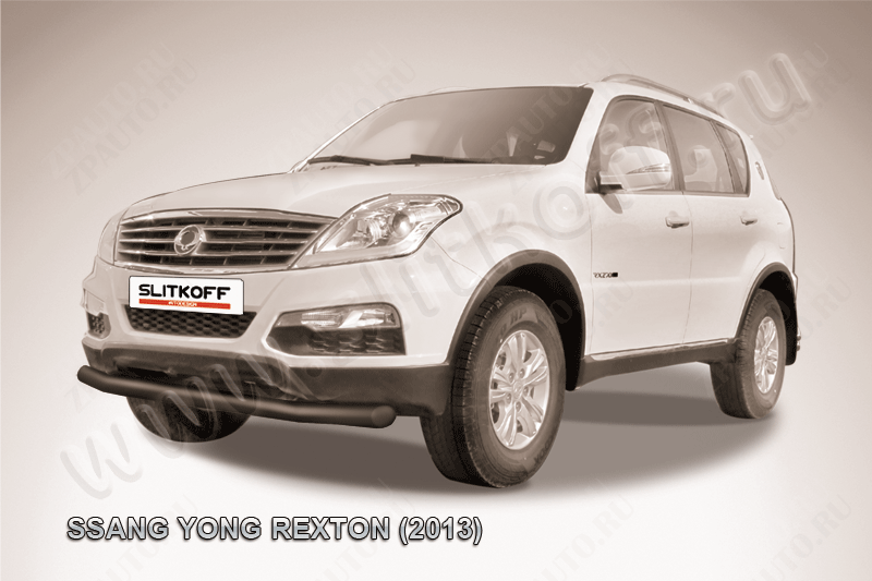 Защита переднего бампера d76 черная SsangYong Rexton (2012-2017) , Slitkoff, арт. SSRN002B
