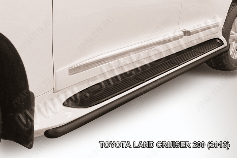 Защита штатного порога d42 черная Toyota Land Cruiser 200 (2013-2015) , Slitkoff, арт. TLC2-13-014B