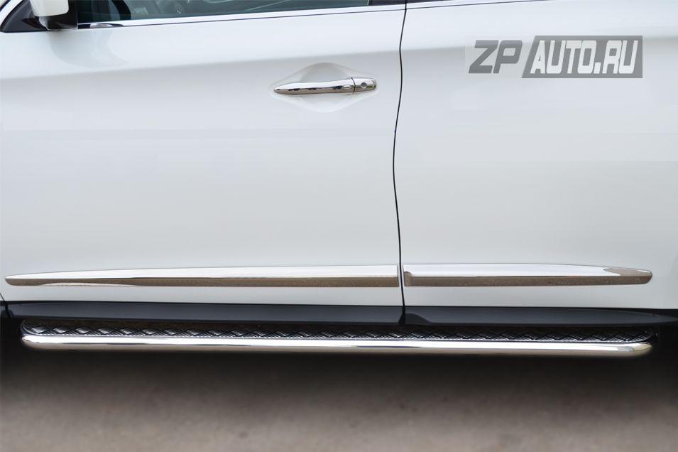 Пороги труба d42 с листом для Infiniti JX35, Slitkoff JXL-001457