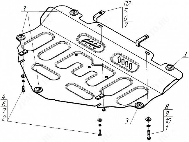 Защита стальная Мотодор (Двигатель, Коробка переключения передач), 2 мм,  для Mazda CX-5  2017- арт. 71103