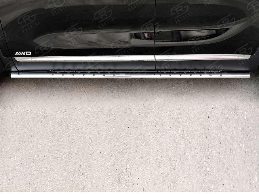 Пороги труба d75х42 овал с проступью KIA Sorento Prime CRDI 2015, Slitkoff KSPO-002212