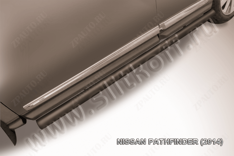 Защита порогов d76 труба черная Nissan Pathfinder (2012-2017) , Slitkoff, арт. NIP14-009B