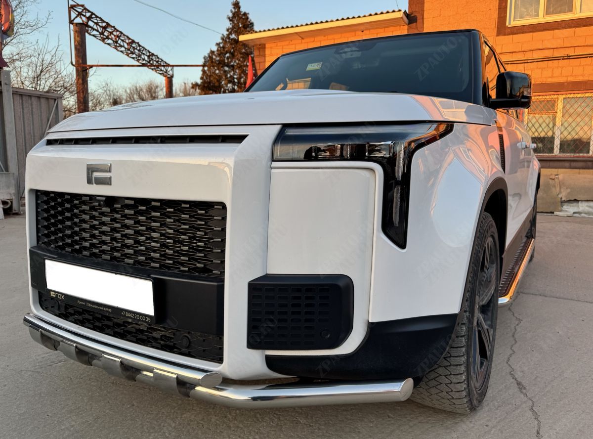 Защита передего бампера с перемычками  для автомобиля ROX 01 2024 арт. ROX.01.24.75