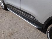 Пороги алюминиевые с пластиковой накладкой (карбон серебро) 1720 мм для автомобиля Renault Koleos 2017-, TCC Тюнинг RENKOL17-32SL