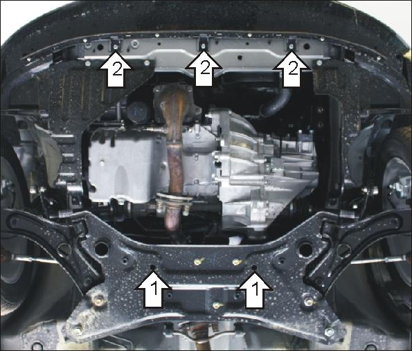 Защита стальная Мотодор (Двигатель, Коробка переключения передач), 2 мм, Сталь для Suzuki Swift 2005-2010 арт. 02410