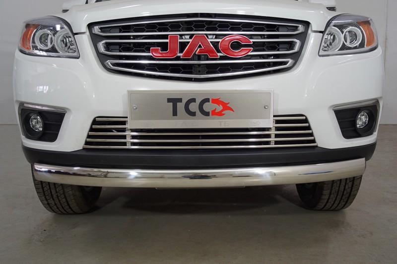 Защита передняя нижняя (овальная) 75х42 мм для автомобиля JAC T6 (4WD) 2.0T (бенз) 2021-,TCC Тюнинг ,арт. JACT621-18