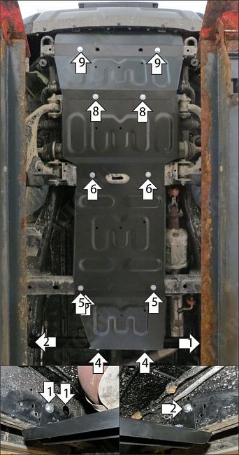 Защита АвтоСтандарт (Радиатор, Двигатель, Коробка переключения передач, Раздаточная коробка), 1,5 мм,  для Changan Hunter Plus  2023- арт. 57209