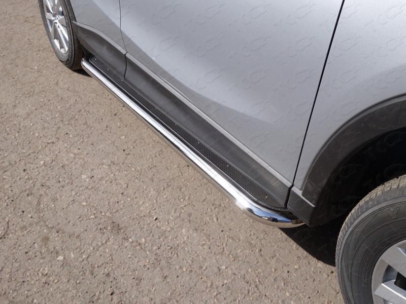 Пороги с площадкой (нерж. лист) 60,3 мм для автомобиля Mazda CX-5 2015-2016, TCC Тюнинг MAZCX515-15