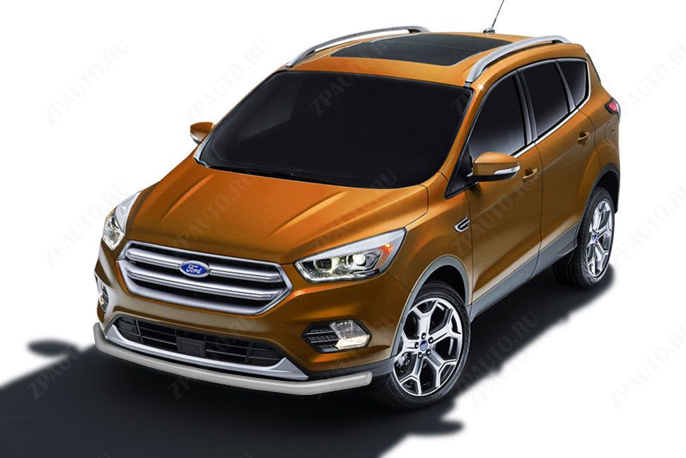 Защита переднего бампера d57 серебристая Ford Kuga (2016-2019) , Slitkoff, арт. FKG16-003S