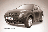 Защита переднего бампера d57+d42 двойная Nissan Juke (2010-2014) Black Edition, Slitkoff, арт. NJ2WD-003BE