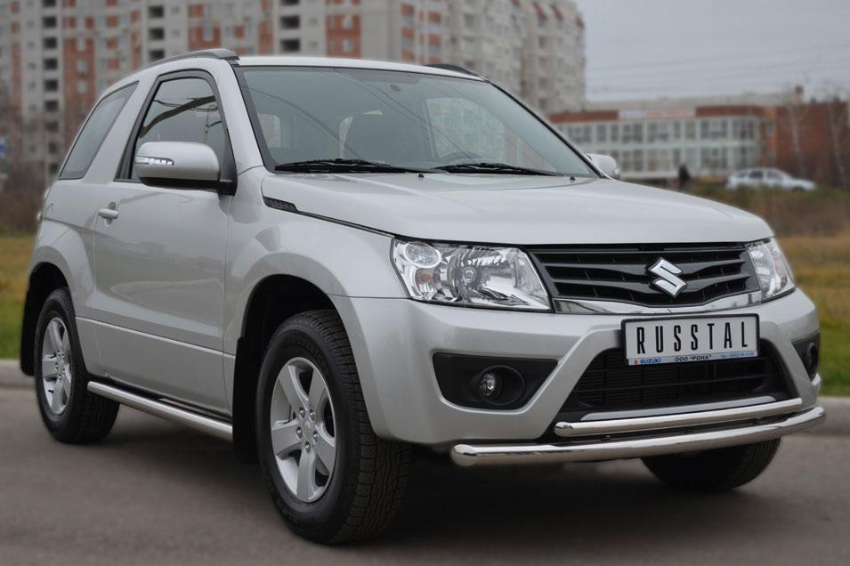 Защита переднего бампера d63/42 для Suzuki Grand Vitara 3d 2012, Руссталь SV3Z-001103