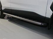 Пороги алюминиевые с пластиковой накладкой (карбон серые) 1720 мм для автомобиля Toyota RAV4 2019 арт. TOYRAV19-23GR, TCC Тюнинг