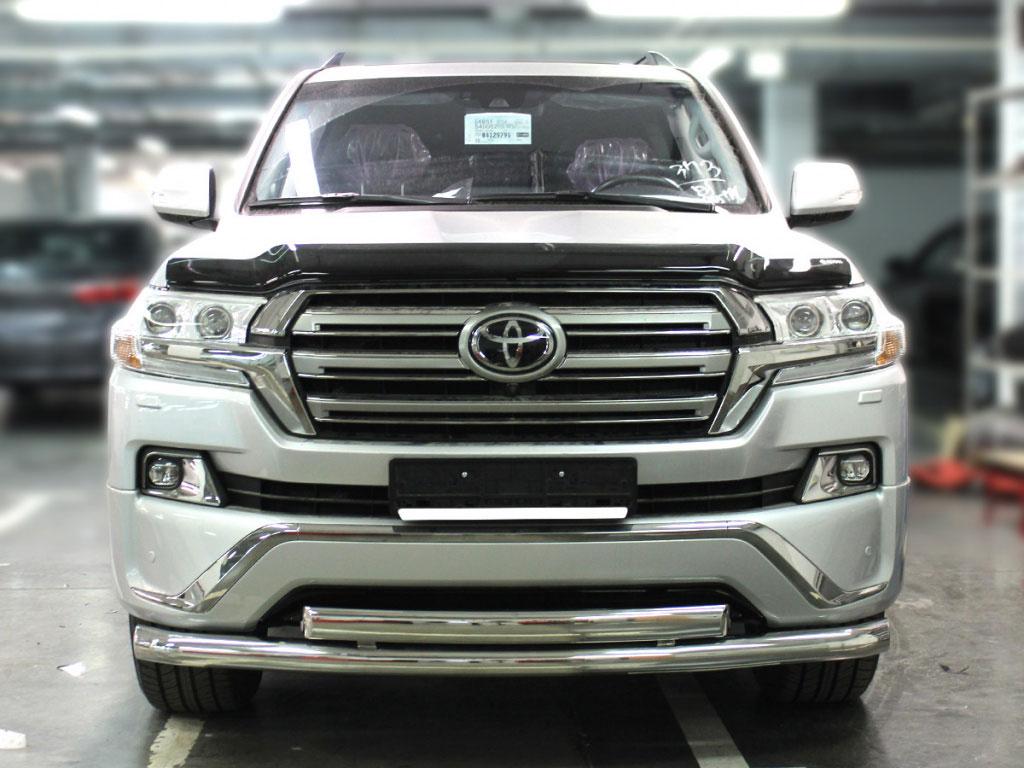 Дуга передняя по низу бампера d76/76х43 радиусная двойная (верхняя труба овал) на Toyota LC 200 2016 Executive), Технотек LCN2016_4.3EX