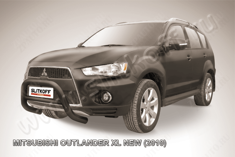 Кенгурятник d76 низкий черные Mitsubishi Outlander XL (2009-2013) , Slitkoff, арт. MXL10-001B