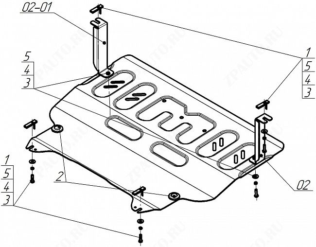 Защита стальная Мотодор (Двигатель, Коробка переключения передач), 2 мм,  для Gac GS5  2019- арт. 77801