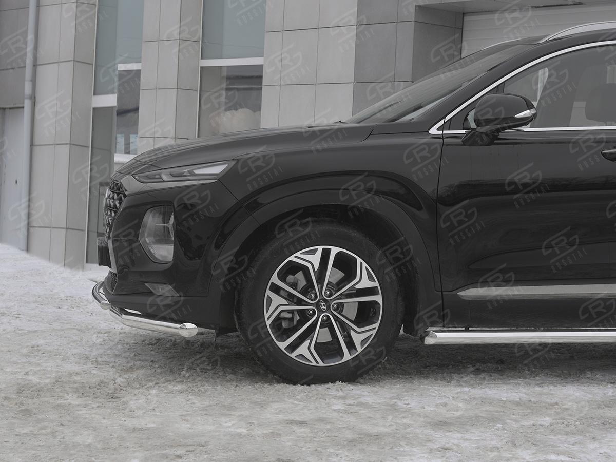 Защита переднего бампера d57 секции-d42 дуга HSFZ-003168 для автомобиля HYUNDAI SANTA FE 2018-, Slitkoff