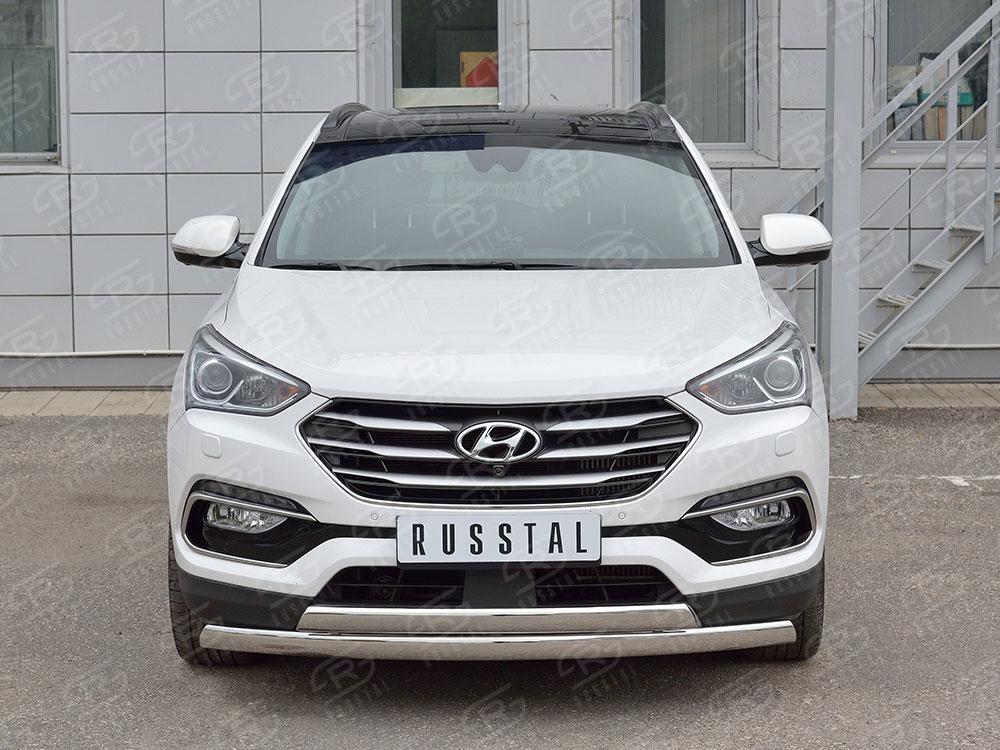Защита переднего бампера d75х42/75х42 для Hyundai Santa Fe 2015, Slitkoff HSFPZ-002444