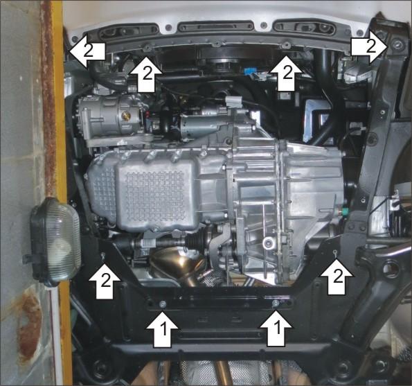 Защита стальная Мотодор (Двигатель, Коробка переключения передач), 2 мм, Сталь для Lada Vesta 2015- арт. 72113